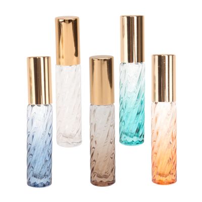 LALADEFIEE 5 Piece Glass Roll on Bottles with Twill Pattern for Travel
