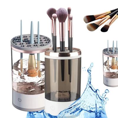 Cosmetic Brush Cleaner, Brush Cleaner, Automatic Make Up Brush Cleaner Cleanser, Electric Makeup Brush Cleaner Machine for Deep Spinning Cleaning(White+Black)
