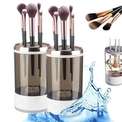 Cosmetic Brush Cleaner, Brush Cleaner, Automatic Make Up Brush Cleaner Cleanser, Electric Makeup Brush Cleaner Machine for Deep Spinning Cleaning(Black+Black)