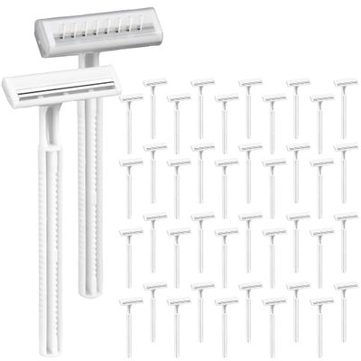 (300 Pcs) Bulk Razors Disposable With Clear Safety Cap,Disposable Razors Bulk For Men&Women,Stainless Steel Blade,Twin Blade Razors For Men Disposable,White