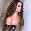 Highlight Blonde Brown #1B/27 Color Human Hair Wigs Invisible HD 13x4 Lace Front Wigs With Baby Hair 150% Density Deep Wave Pre Plucked Curly Remy Brazilian Hair Glueless Wig For Women 22 Inch view 4