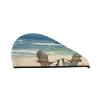 STVYUKL Beach Scene with Chairs Hair Drying Cap Super Absorbent Soft Hair Drying Towel Quick Dry Coral Velvet Drying Hair Caps Hair Turban for Women Wet Hair Long Thick Hair view 1