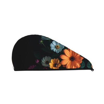 STVYUKL Bright Flowers Hair Drying Cap Super Absorbent Soft Hair Drying Towel Quick Dry Coral Velvet Drying Hair Caps Hair Turban for Women Wet Hair Long Thick Hair