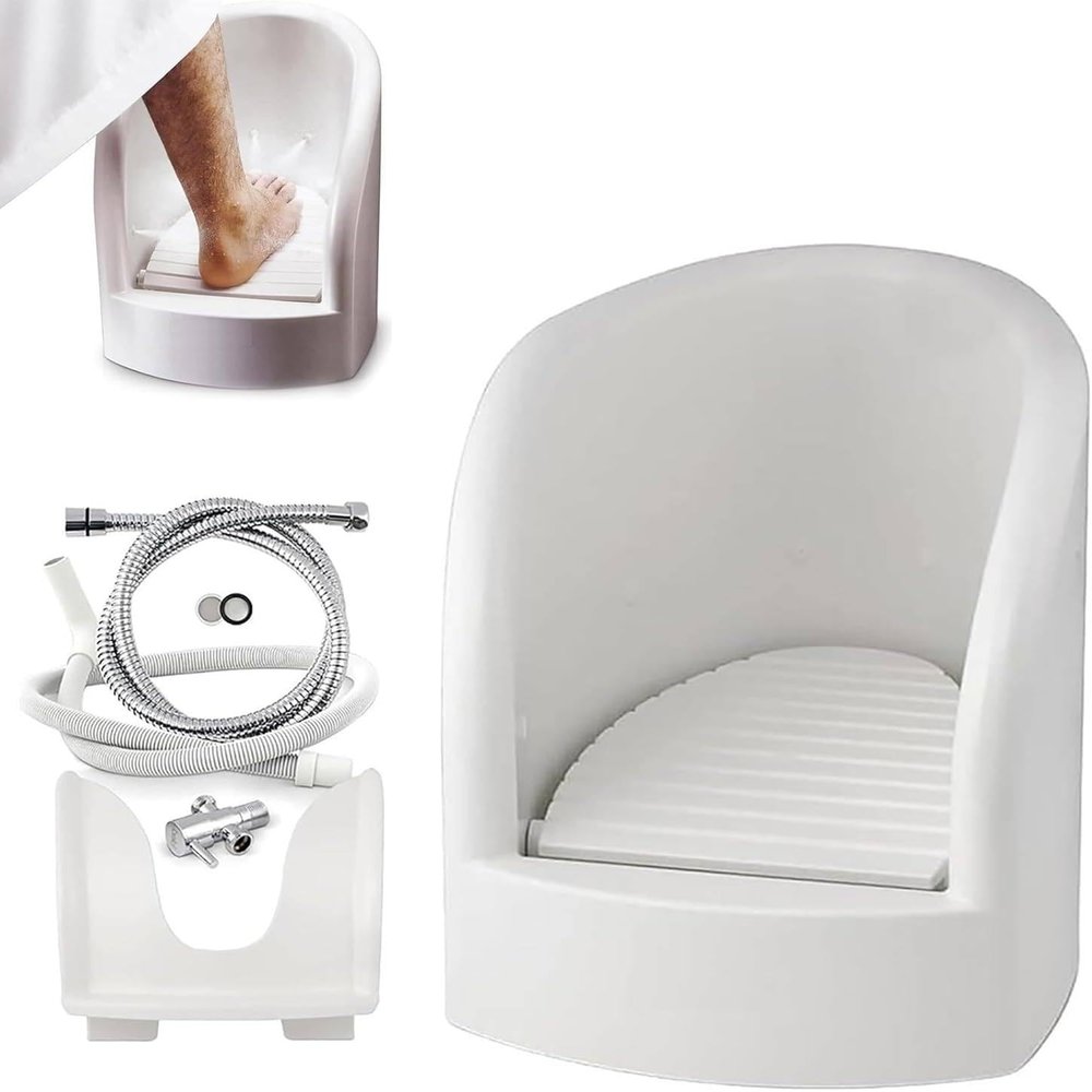 Muslim Footbath,Press Spray Footwasher with Inlet/Outlet Pipes and Angle Valves, High Temperature Resistance 90C, Pedicure Footbath