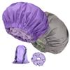 2 Pcs Genergy Shower Cap for Women, Luxury Satin Lined Shower cap Waterproof, Adjustable, Reusable, and Extra Large with Double Layers and Reversible Elastic Bonnet view 1
