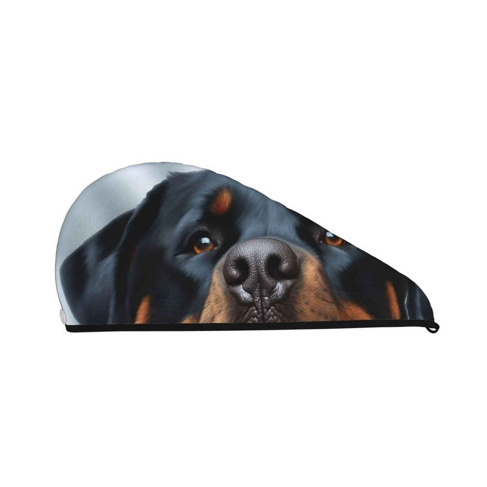 LPTSVBN Rottweiler Dogs Tongue Head Hair Drying Cap Coral Velvet Hair Towel Wrap with Button Quick Dry Hair Cap for Women Soft Absorbent Hair Turban Hair Drying Towel for Wet Hair Long Thick Hair