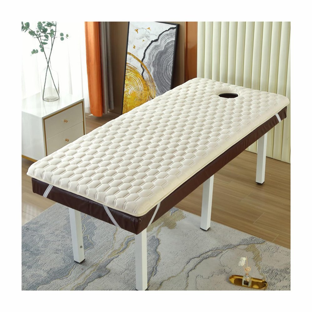 A,R180x70cm,Mswborml 5cm Thicken Memory Foam Mattress Topper for Massage Table, Foldable SPA Bed Mattress Pad with Square/Round Head, Breathable Beauty Salon Mattress for Tattoo Table Beauty Salon Bed