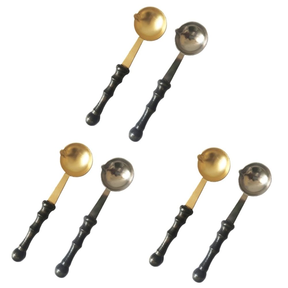 CIMAXIC 6pcs Wax Sealing Spoon Sharp Spout Creative Seal Wax Spoon Wood Handle Tool for Melted Sealing Stamp Versatile for Envelopes