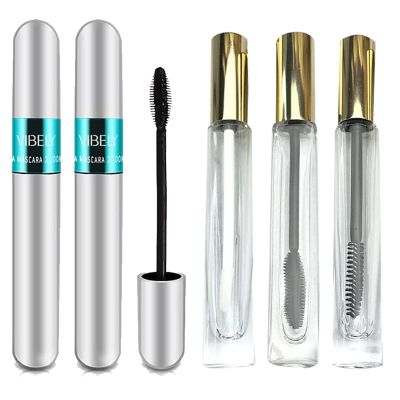2pcs Vibely Mascara 5x Longer Waterproof, 3PCS 10ml Empty Mascara Tube and Lip Gloss Tubes for Natural Lengthening and Thickening