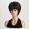 Women's Curly Short Synthetic Hair Wig, Dark Brown, Layered Style view 3
