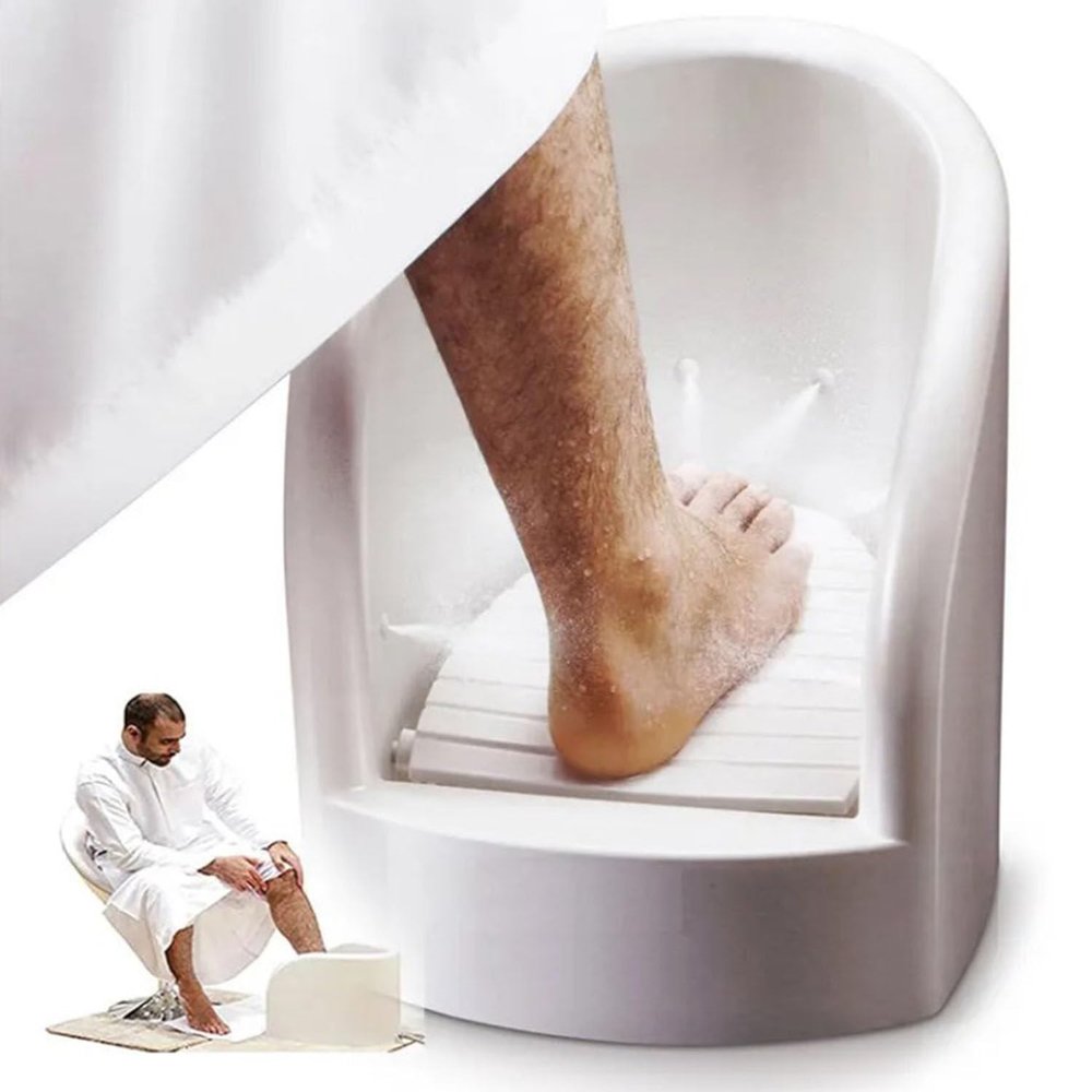 Press Spray Footwasher,Muslim Footbath,Pedicure Footbath, with Inlet/Outlet Pipes and Angle Valves,Automatic Foot Flush