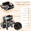 3 in 1 Rolling Makeup Train Case Cosmetic Train Case, Professional Makeup Case Cosmetic Trolley Large Storage Salon Barber Case Traveling Cart Trunk for Make Up Hairstylists Nail Tech view 3