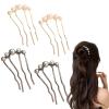 4 PCS Pearls Hair Pins Elegant Metal Hair Side Combs Pearl Hair Comb U Shaped French Pearls Twist Hair Pins Metal Hair Pins Vintage Hair Sticks for Women Hair Styling Accessories (Gold, Black) view 1