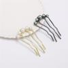 4 PCS Pearls Hair Pins Elegant Metal Hair Side Combs Pearl Hair Comb U Shaped French Pearls Twist Hair Pins Metal Hair Pins Vintage Hair Sticks for Women Hair Styling Accessories (Gold, Black) view 4
