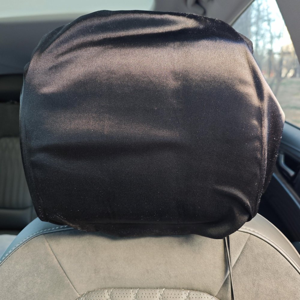 2 Pack Satin Car Headrest Cover for Hair Satin Car Seat Headrest Cover Curly Hair Silk Car Head Rest Protector Frizz-Free Trave
