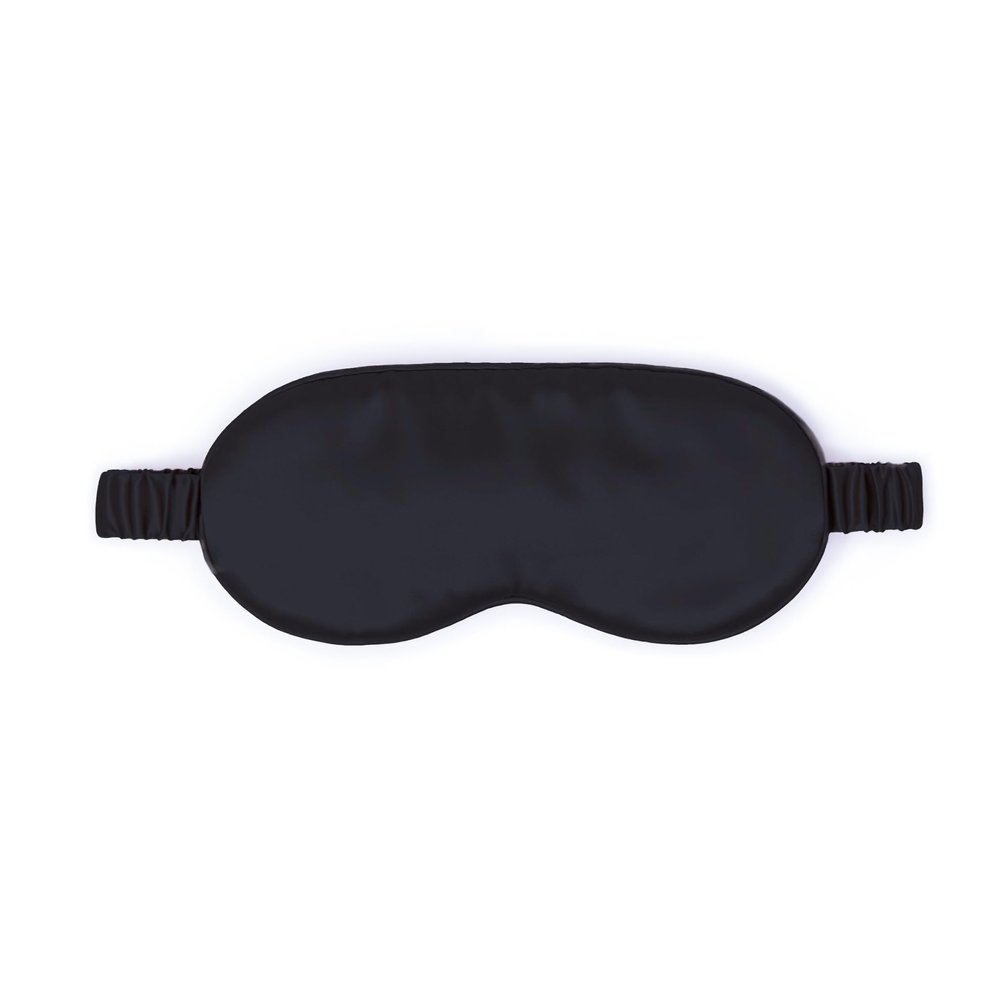 100% Mulberry Silk Sleep Mask  Adjustable Eye Mask for Men & Women, Large Size, 19 Momme 6A Grade, Handcrafted in USA  Soft, Hypoallergenic, Blackout, Moisture-Wicking, Anti-Aging (Black)