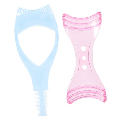 WEKADRIN 2pcs Eyelash Brush Applicator Template Tool for Precise Mascara and Eyeliner Application Prevents Smudges Easy to Use for Daily Makeup and Professionals Blue Pink