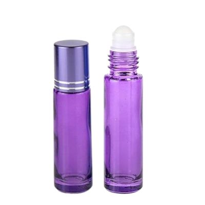 LJJCSFF 2PCS 10ml Perfume Roller Purple Rolling Applicator Bottle Rollerball Oil Dispenser Roll on Containers Glass Roll on Bottle Refill