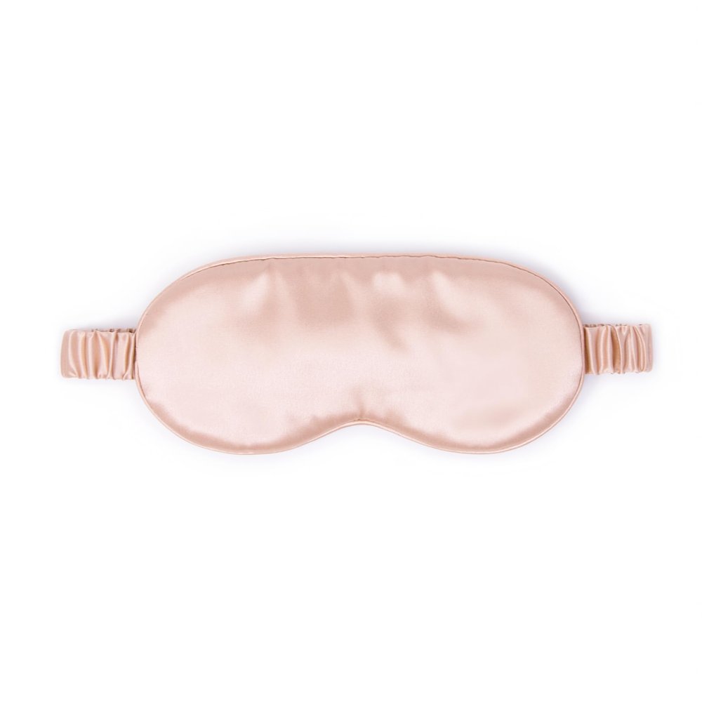 100% Mulberry Silk Sleep Mask Adjustable Eye Mask for Men & Women, Large Size, 19 Momme 6A Grade, Handcrafted in USA Soft, Hypoallergenic, Blackout, Moisture-Wicking, Anti-Aging (Blush)