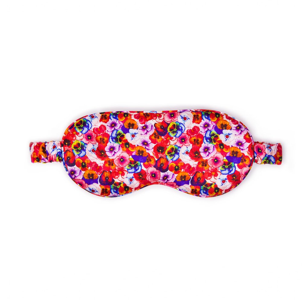 100% Mulberry Silk Sleep Mask  Adjustable Eye Mask for Men & Women, Large Size, 19 Momme 6A Grade, Handcrafted in USA  Soft, Hypoallergenic, Blackout, Moisture-Wicking, Anti-Aging (Flower)