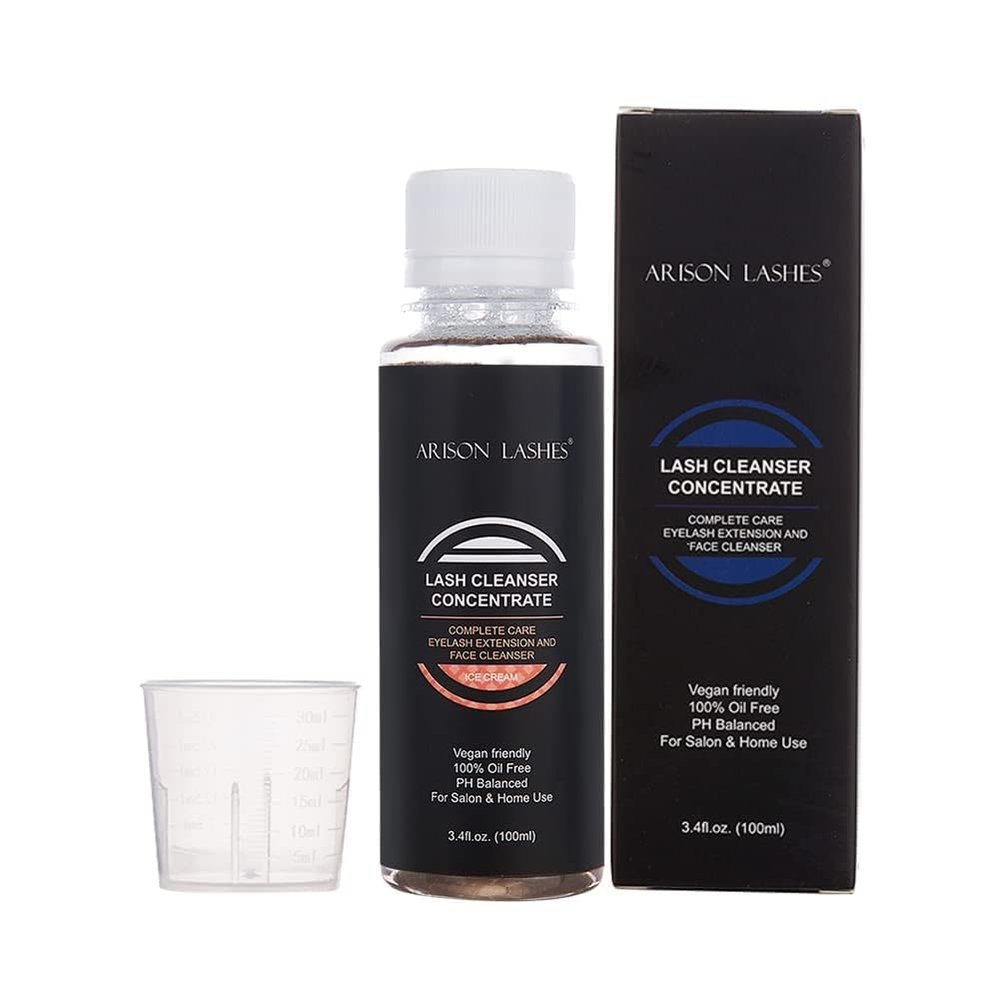 ARISON LASHES Lash Shampoo Concentrate for Lash Extensions Eyelash Cleanser Concentrate Oil-Free Eyelash Extension Shampoo with Salon Home Care(100ML ICE Cream)