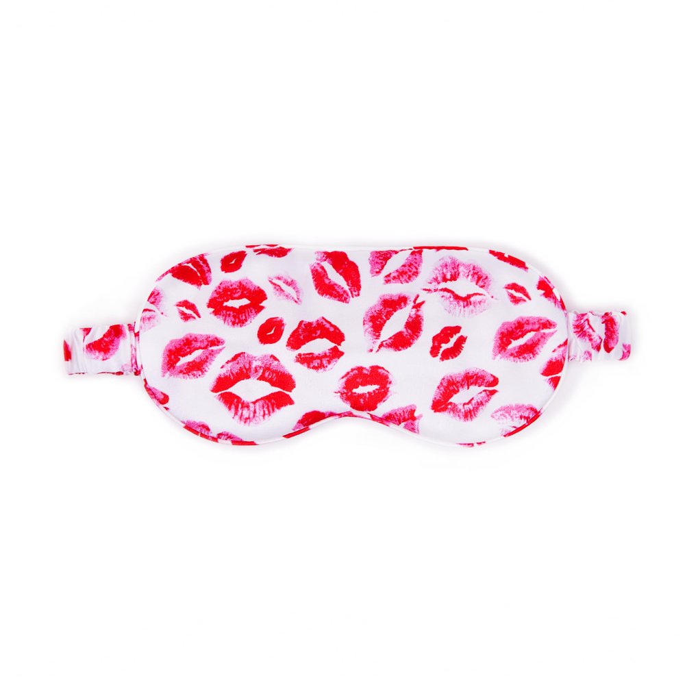 100% Mulberry Silk Sleep Mask  Adjustable Eye Mask for Men & Women, Large Size, 19 Momme 6A Grade, Handcrafted in USA  Soft, Hypoallergenic, Blackout, Moisture-Wicking, Anti-Aging (Kiss)