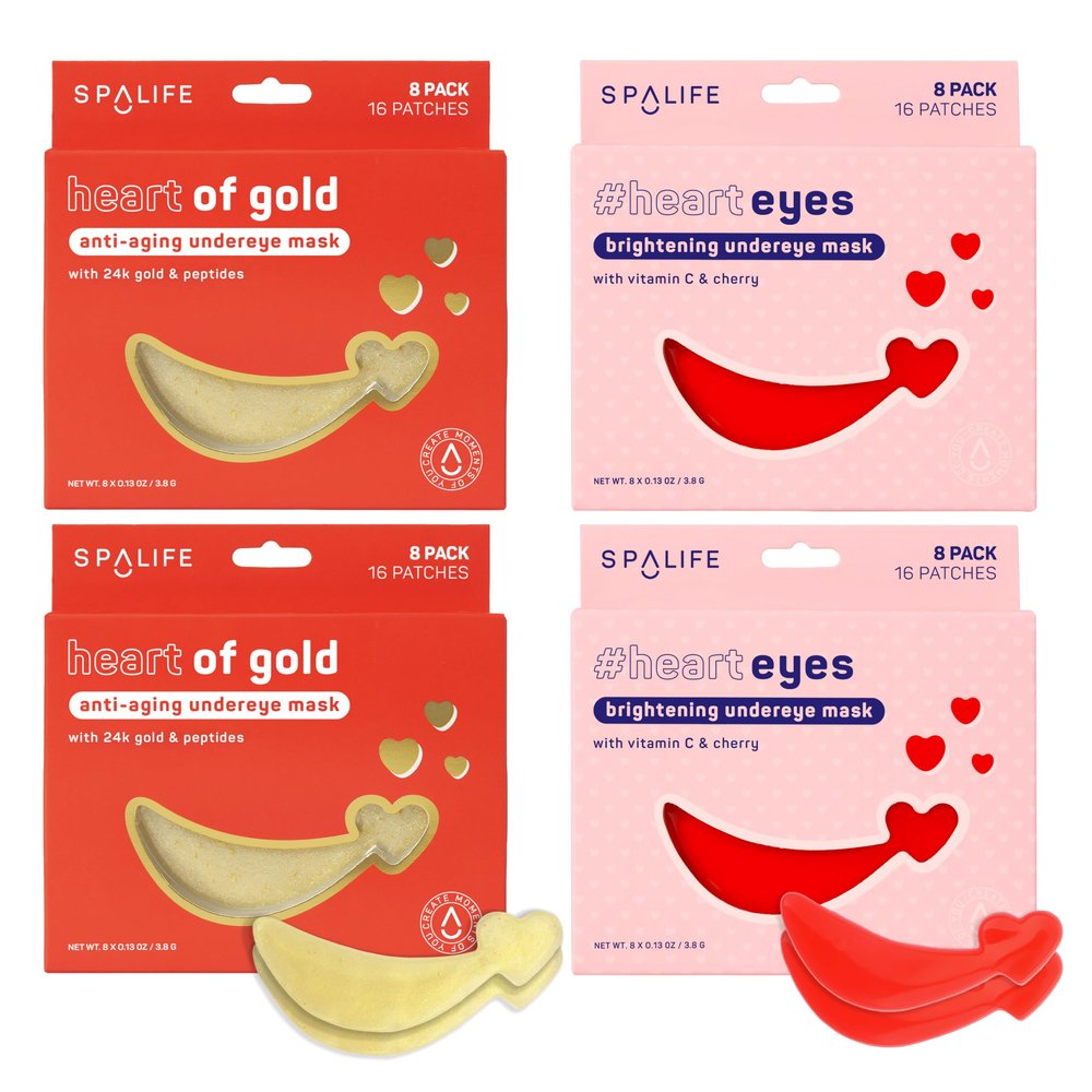 SpaLife Heart-Shaped Hydrogel Undereye Mask Anti-Aging & Hydrating Hydrogel Undereye Patches for Puffy Eyes, Wrinkles & Dark Circles Bundle of 24 Total Patches