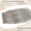 Silver Hair Extensions Clip in, 22 Inch 70G Silver Grey Clip in Extensions 100% Real Human Hair Double Weft Silky Straight Gray Human Hair Clip ins for Women view 2