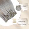 Silver Hair Extensions Clip in, 22 Inch 70G Silver Grey Clip in Extensions 100% Real Human Hair Double Weft Silky Straight Gray Human Hair Clip ins for Women view 4