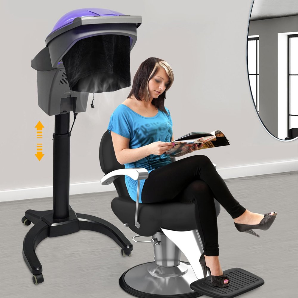 Hair Steamer 700W Free Standing Hair Care Machine Hooded Steam Cap Steamer for Deep Conditioning Hair Humidifier Moisturising Hydration System Sprayer for Home Salon Spa Personal Care Black