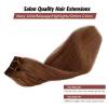 Auburn Clip in Hair Extensions Real Human Hair 20 Inch Fine Straight Colored Auburn Brown Human Hair Extensions Clip in for Full Head view 3