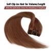 Auburn Clip in Hair Extensions Real Human Hair 20 Inch Fine Straight Colored Auburn Brown Human Hair Extensions Clip in for Full Head view 4