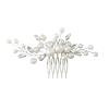 LOHGOU Women Girls Wedding Party Pearl Hair Comb, Bridal Crystal Hair Piece Side Combs Wedding Hair Pin Accessories (Silver) view 1