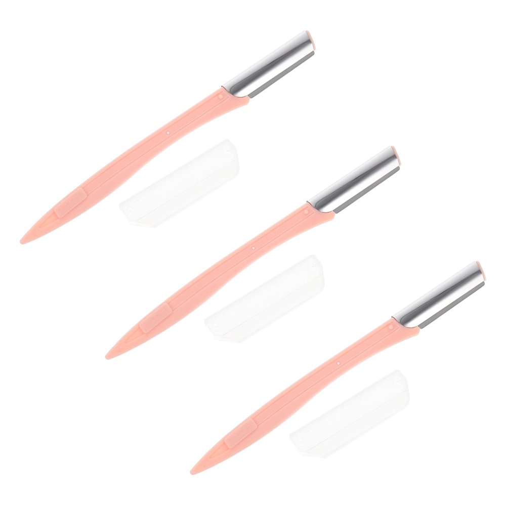 Healifty 3pcs Eyebrow Razors for Precision Trimming Skin-Friendly Pink Eyebrow Shaping Tools Compact and Design for Women and Men for Travel and Home Use