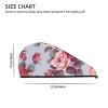 LPTSVBN Red Roses Floral Hair Drying Cap Coral Velvet Hair Towel Wrap with Button Quick Dry Hair Cap for Women Soft Absorbent Hair Turban Hair Drying Towel for Wet Hair Long Thick Hair view 4