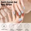 Semi Cured Gel Nail Strips, 28 pcs Gel Nail Stickers Work with Any UV Lights, Long-Lasting Nail Wraps, Stick on Nails for women Easy to Apply & Remove view 2