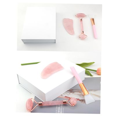 ARTSEWPLY Jade Roller Scraping Tool for Facial Masks Skincare Accessory Brush for Even Application and Relaxation Includes Storage Box