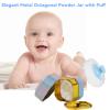 Body Powder Puff and Container, 3.35" Portable Dusting Powder Container with Soft Puff Powder Case Box Jar for Baby Women Home and Travel Use(Blue) view 2