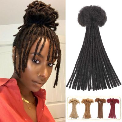 0.8 cm Loc Extensions Human Hair 100 Strands Dreadlock Extensions Human Hair Loc Extensions Dreads Extensions for Men Women Kids 6 Inch Real Human Hair Locs 1B Natural Black Handmade Permanent Locs