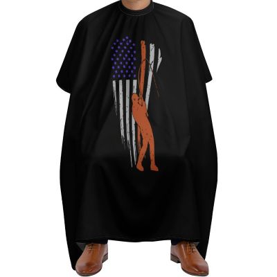 American Fishing Flag Hair Cutting Cape for Men Women Waterproof Barber Cape Adjustable Salon Haircut Capes
