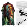 Art Cool Lion And Leaf Hair Cutting Cape for Men Women Waterproof Barber Cape Adjustable Salon Haircut Capes view 4