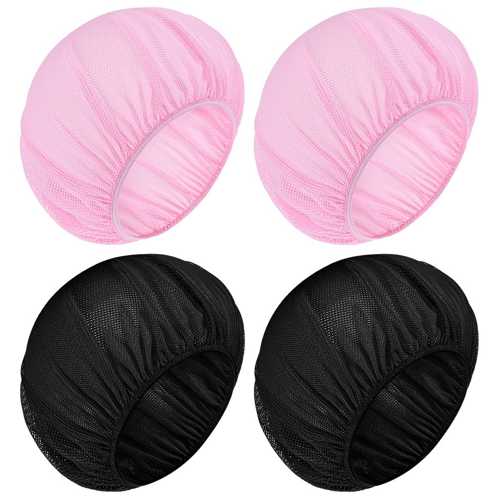 4 Pcs Hair Net for Sleeping Mesh Sleep Bonnets for Women Sleeping Hair Nets Cap, Comfortable and Breathable Mesh Sleep Bonnet for Sleeping, Sleeping Hair Nets Cap for Curly Hair (Black, Pink)