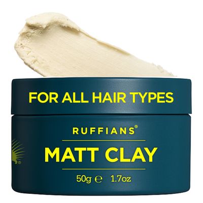 Ruffians Matte Hair Clay (1.7 Oz Fl / 50 ML) Strong Hold, Matte Finish, for All Hair Types, Thicker Looking Hair, Haircare, Mens Hair Gel