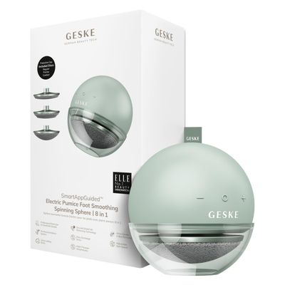 GESKE Electric Pumice Foot Smoothing Spinning Sphere | 8 in 1 | Electric Foot File & Exfoliator | 3 Pumice Stone Attachments | for Smooth Feet | Advanced Callus Removal |for Your Pedicure Set