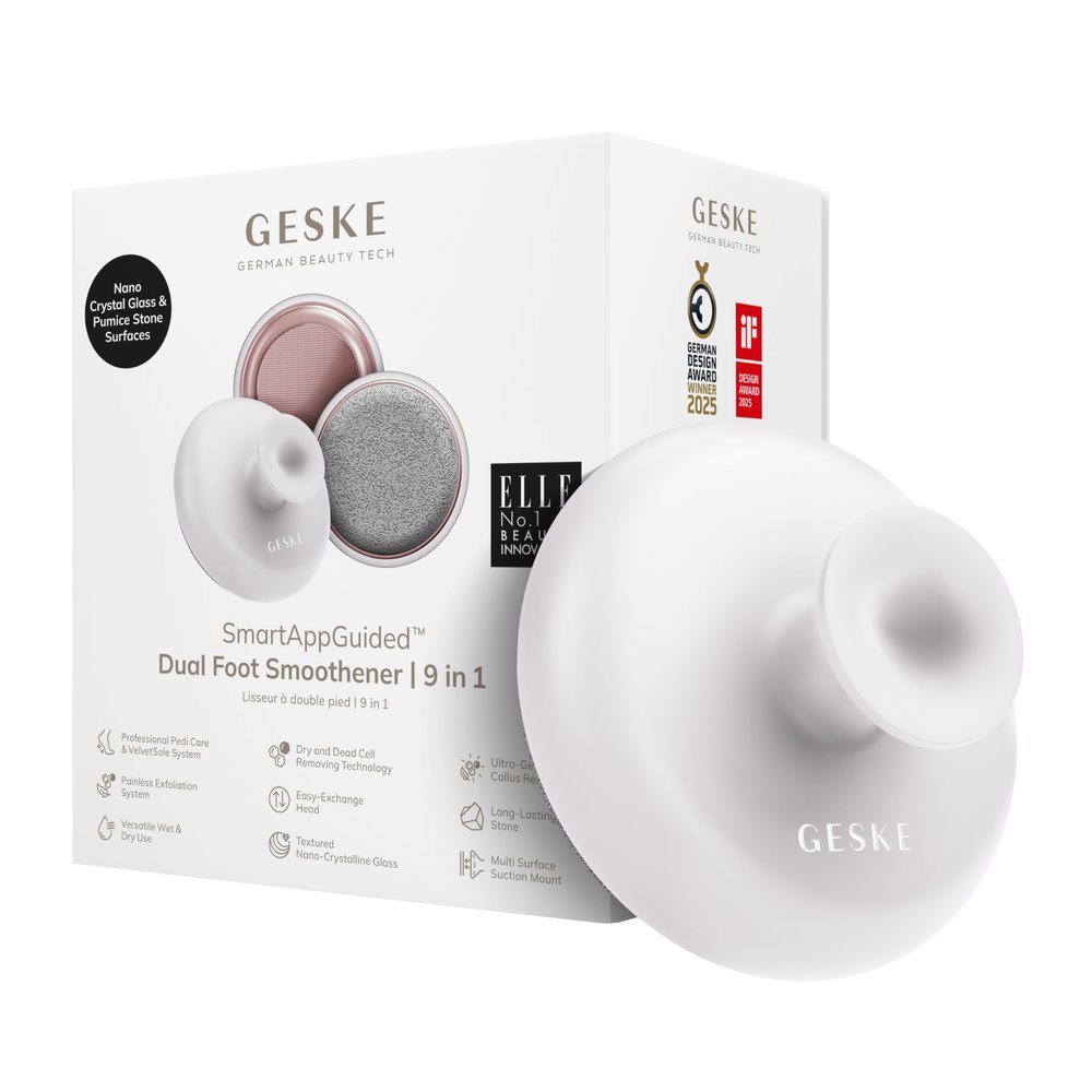 GESKE Dual Foot Smoothener | 9 in 1 | Two-Sided Foot File | Pumice Stone & Nano-Crystalline Glass | for Soft, Smooth Feet | Advanced Callus Removal & Exfoliation | Ideal for Your Pedicure Set