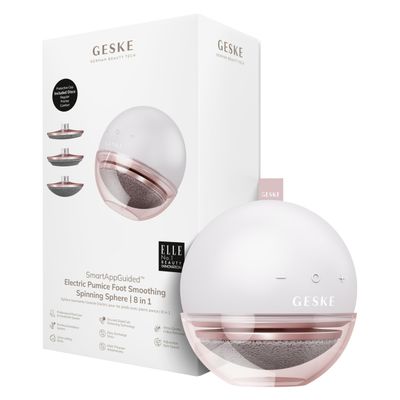 GESKE Electric Pumice Foot Smoothing Spinning Sphere | 8 in 1 | Electric Foot File & Exfoliator | 3 Pumice Stone Attachments | for Smooth Feet | Advanced Callus Removal |for Your Pedicure Set