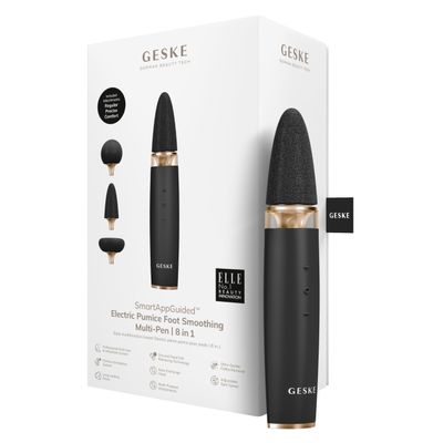 GESKE Electric Pumice Foot Smoothing Multi-Pen | 8 in 1 | Electric Foot File & Exfoliator | 3 Pumice Stone Attachments | for Smooth Feet | Advanced Callus Removal | for Your Pedicure Set