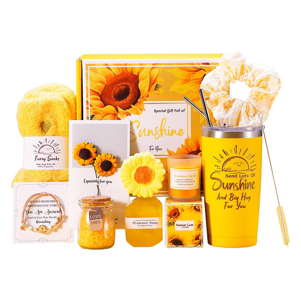 Women Self Care Gifts, Sunshine Sunflower Relaxing Spa Care Package Birthday Gifts for Women, Her, Mom, Friend, Wife Valentines Day Gifts - Get Well Soon Gifts Box