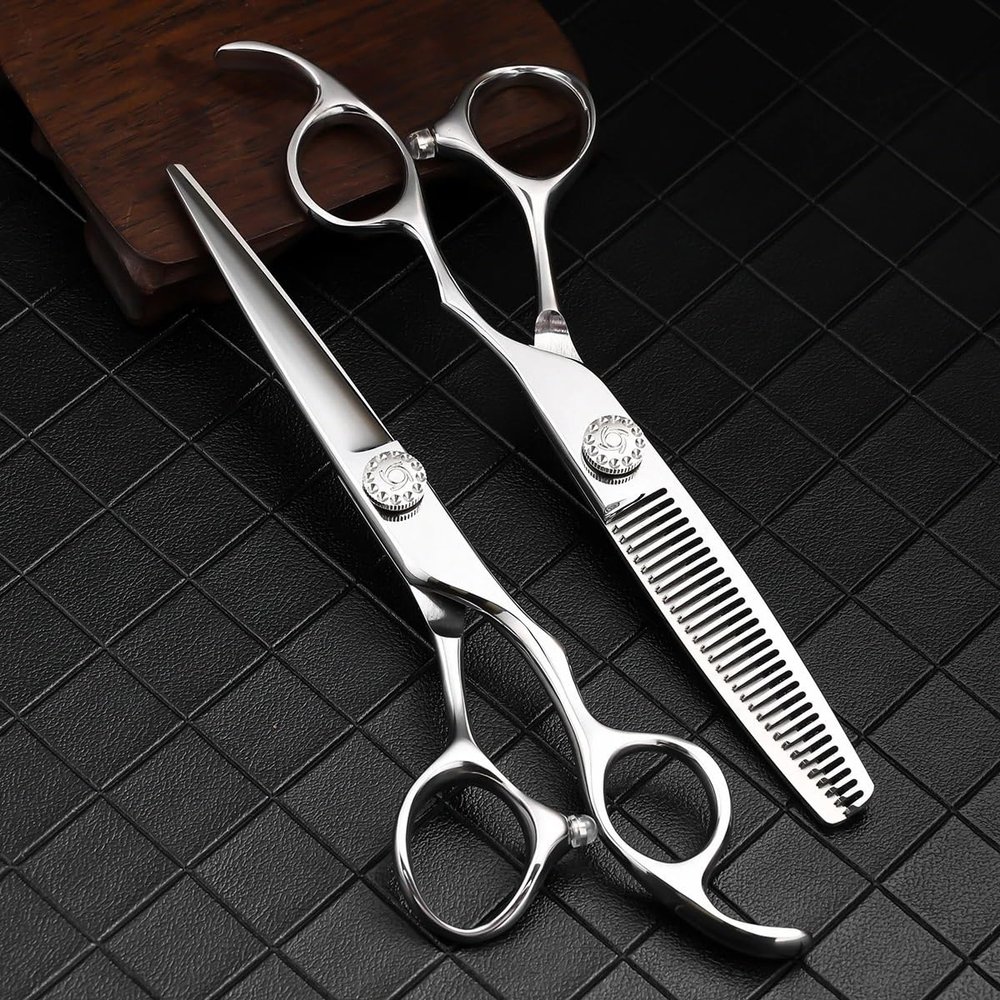 Hair Cutting Shears, 6 Inch Thinning Cut Style Tool Barber Shears Stainless Steel Hair Scissors Salon Hairdressing Scissors Set(