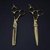 Hair Cutting Shears, 6 Inch Professional Gold Hair Cutting Scissors Flower Screw Haircut Thinning Barber Tools Shears Hairdressing Scissors Set( view 2